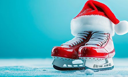 Santa with skates on